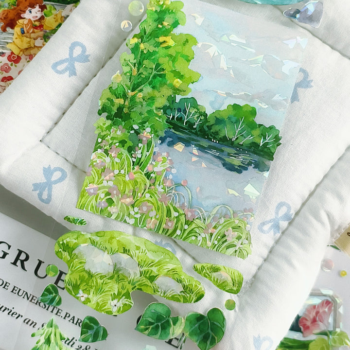 Morning Dew Pine Shadow PET Tape for DIY Decoration
