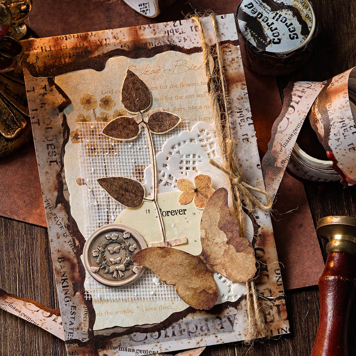 Mottled Century Rust Textures PET Stickers Steampunk Journaling