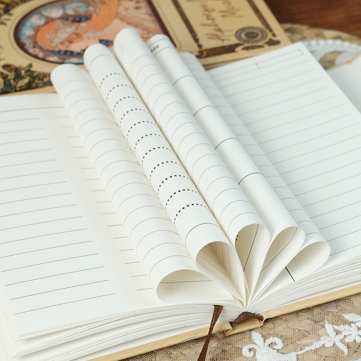 Mucha Illustration Series Artistic Trifold Notebook with Retro Design for Handcraft Projects