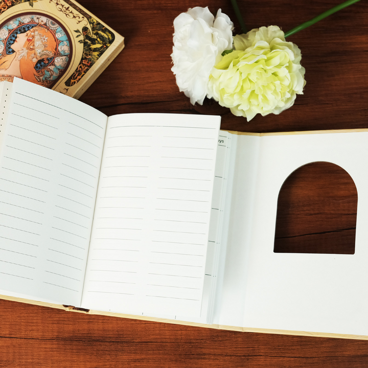 Mucha Illustration Series Magnetic Closure Trifold Notebook for Journaling