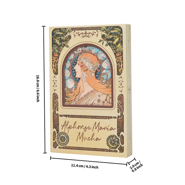 Mucha Illustration Series Retro Design Magnetic Closure Trifold Notebooks