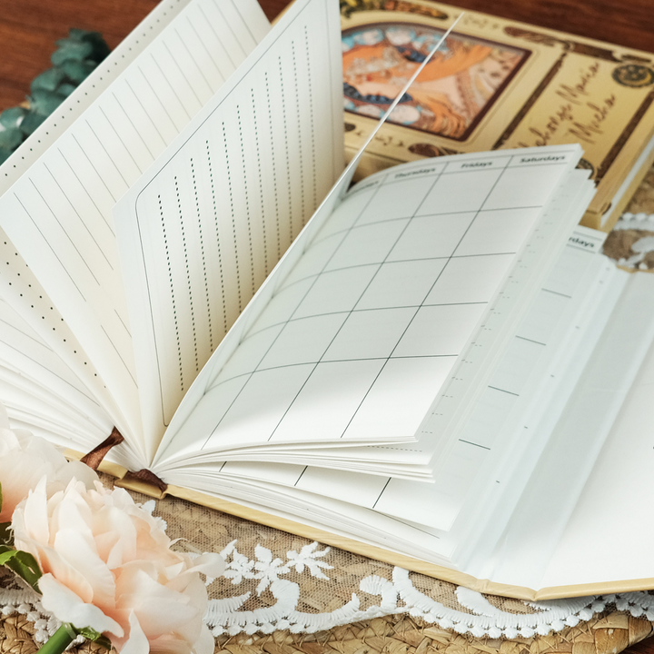 Mucha Illustration Series Vintage Planner Trifold Notebook for Personalization