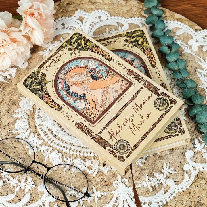 Mucha Illustration Series Vintage Trifold Planner with Magnetic Closure