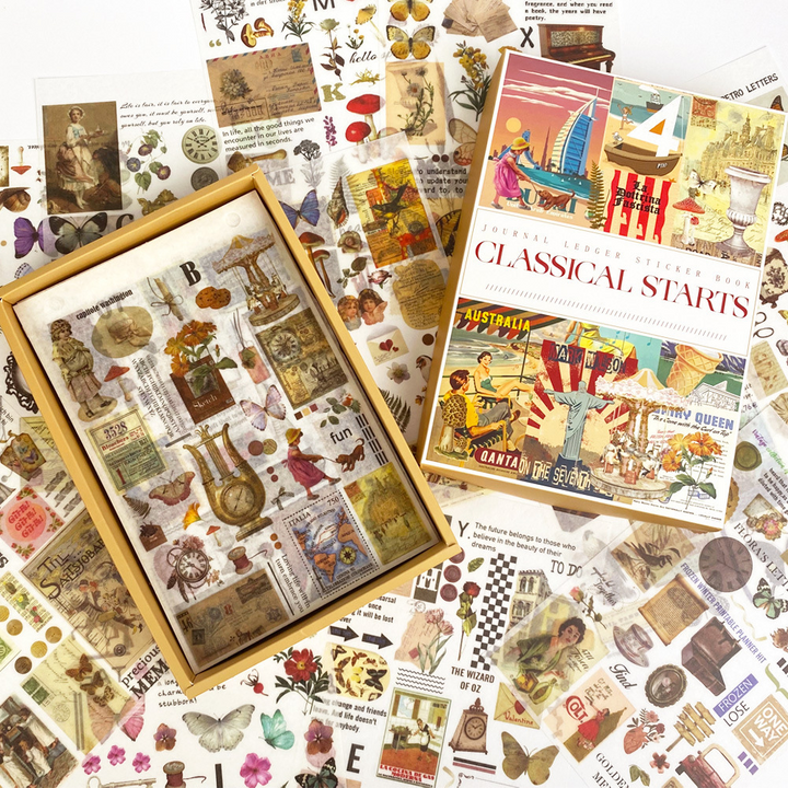 Multi Theme Vintage Sticker Set for Scrapbooking and Crafting