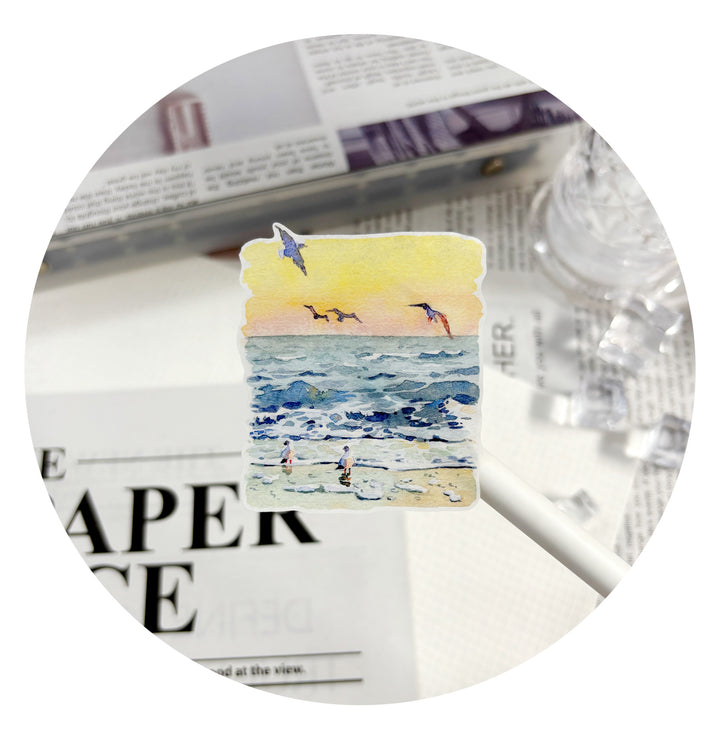Natural Scenery PET Tapes Smoke Watercolor Landscape Design for Handcrafting