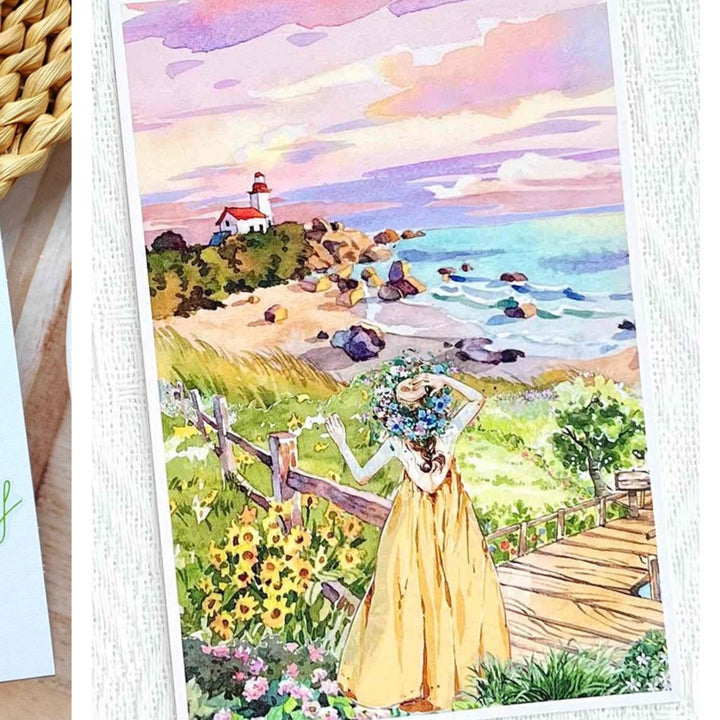 Natural Scenery PET Tapes Smoke Watercolor Ocean Design for Art Projects