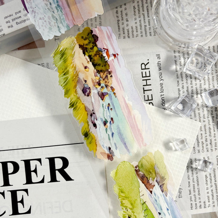 Natural Scenery PET Tapes Smoke Watercolor Ocean Theme for Junk Journal