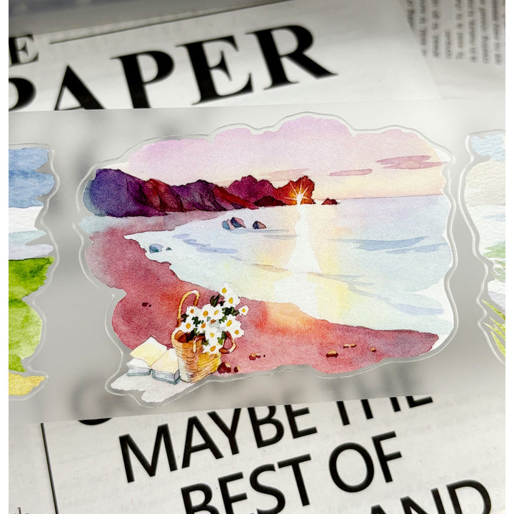 Natural Scenery PET Tapes Smoke Watercolor Watercolor Design Ideal for Scrapbook