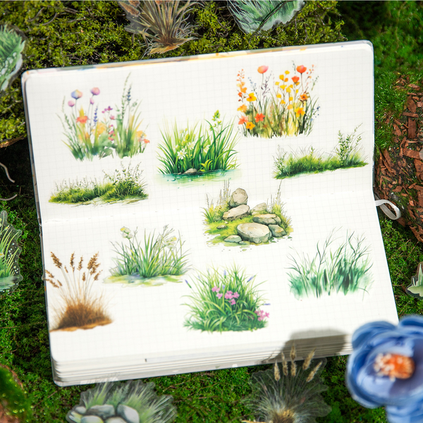 Nature PET Stickers Natural Growth Greenery Wall Elements Aesthetic Layout