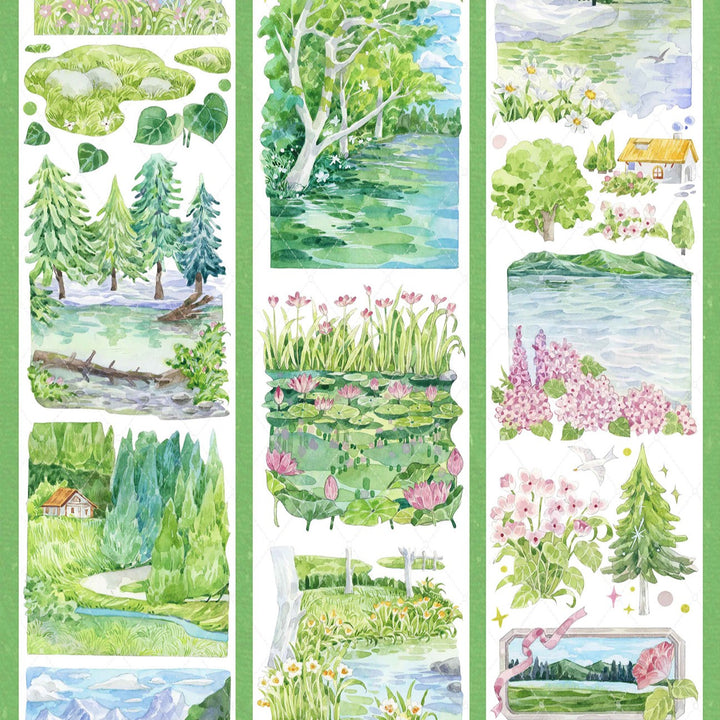 Nature PET Tape Morning Dew Pine Shadow Creative Scrapbook