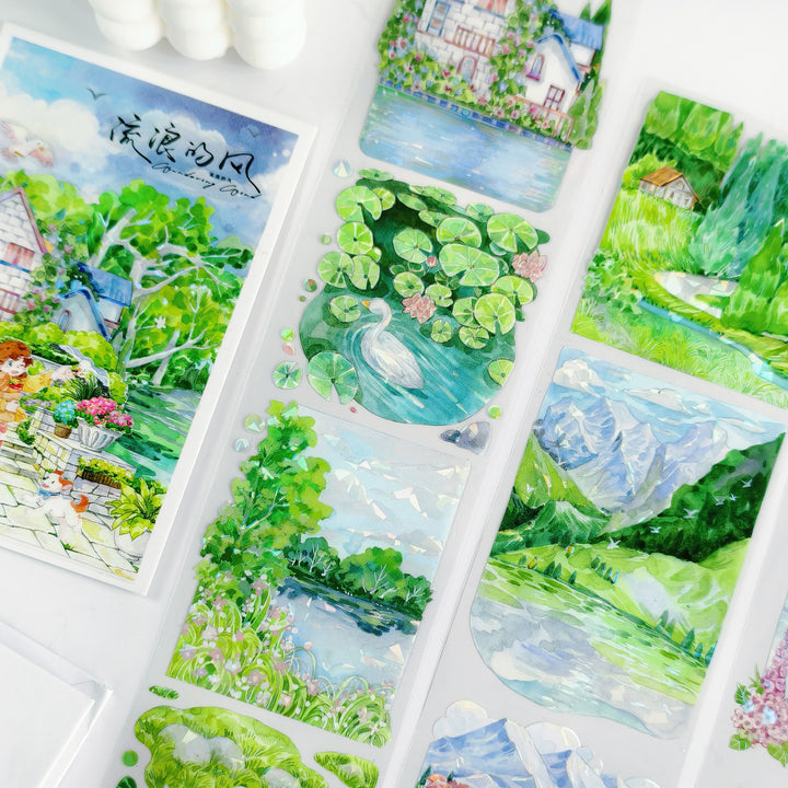 Nature PET Tape Morning Dew Pine Shadow Decorative Scrapbook
