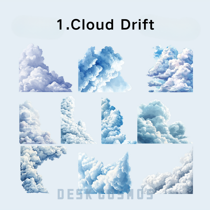 Nature Series Cloud Flow PET Stickers Soft Sky Aesthetic