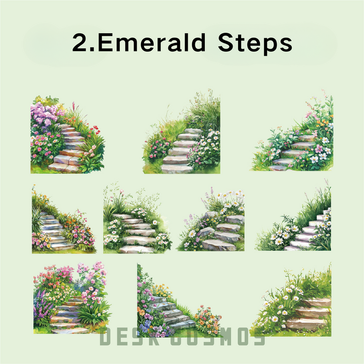 Nature Series Emerald Steps PET Stickers Greenery Pathway