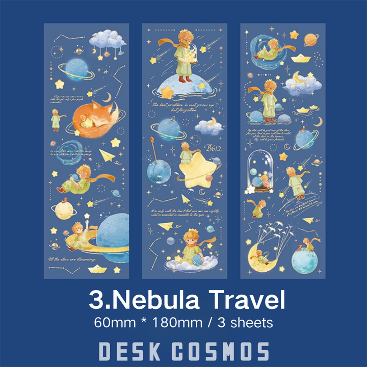 High-Quality Nebula Travel Journal Stickers with Hand-Drawn Style