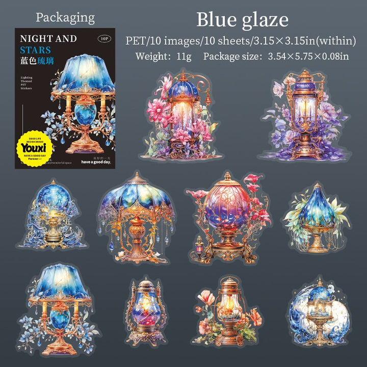 Night And Stars Blue Glaze Fantasy Light Transparent DIY Stickers