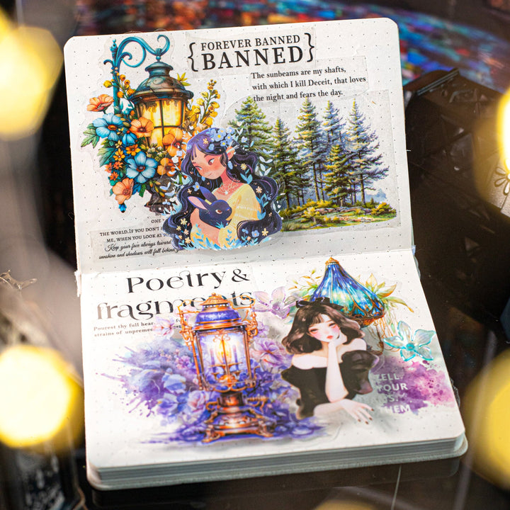 Night And Stars PET Stickers Aesthetic Light Vintage Glow for Journals and Crafts