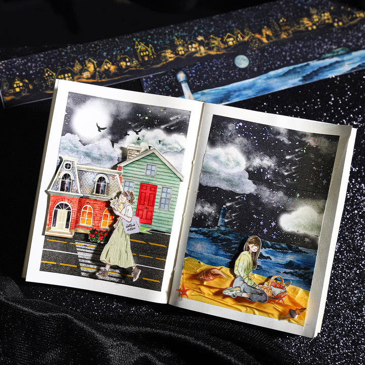Ninght City Washi Tape Scenery Creation Cosmic Sky Tape Journal Supplies