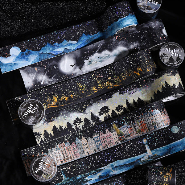 Ninght City Washi Tape Scenery Creation Dreamscape Holographic Design