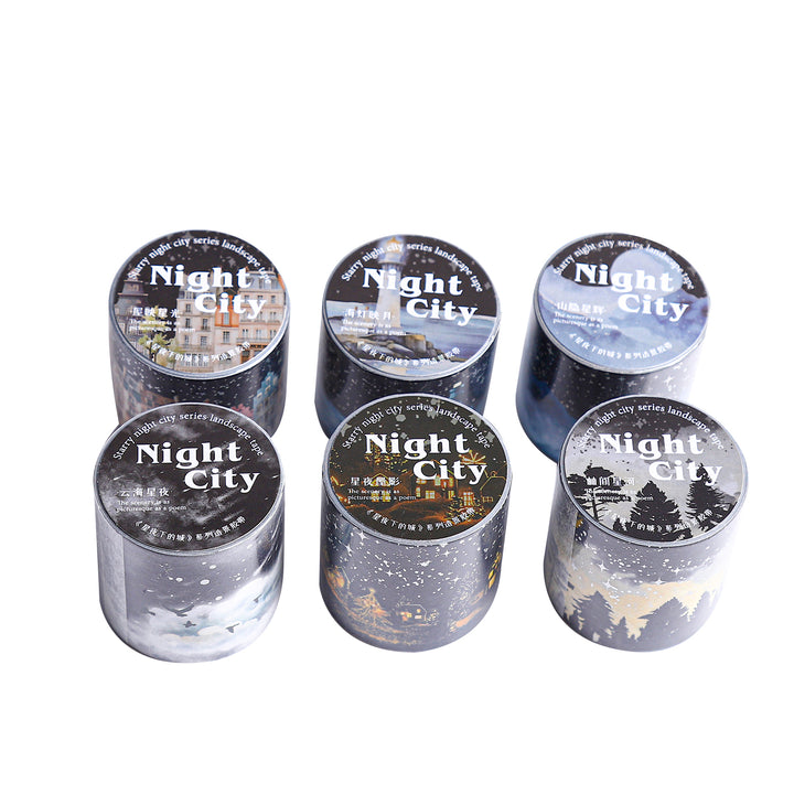 Ninght City Washi Tape Scenery Creation Sky and Universe Journal Crafting