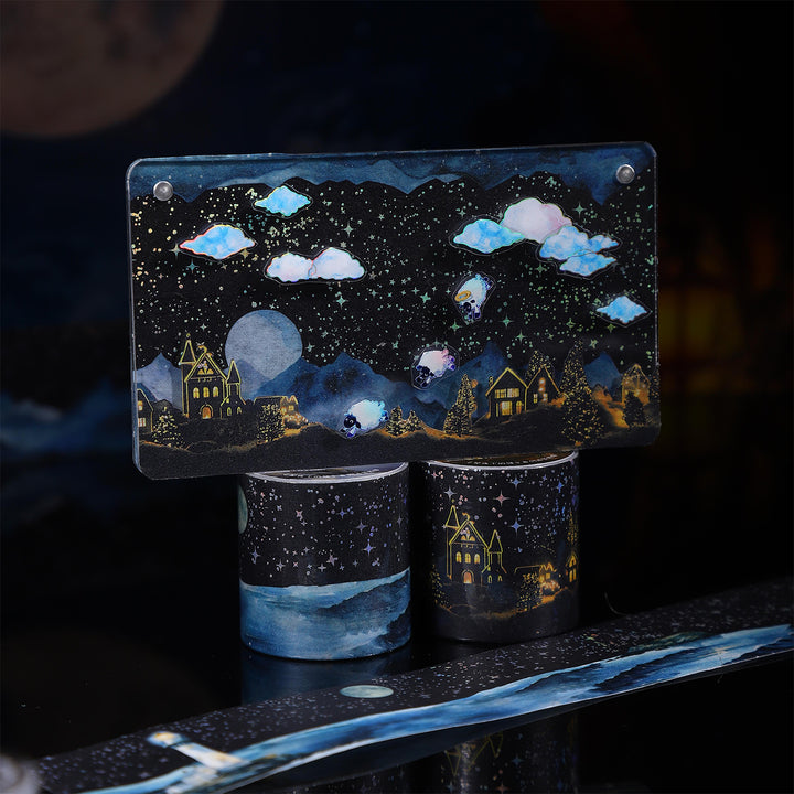 Ninght City Washi Tape Scenery Creation Starry Sky Collage Art