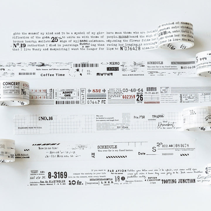 Numbered Faded Memory Washi Tape