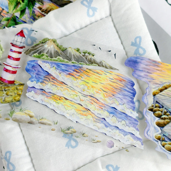 Ocean PET Tape Orange Sea Twilight Creative Notebook