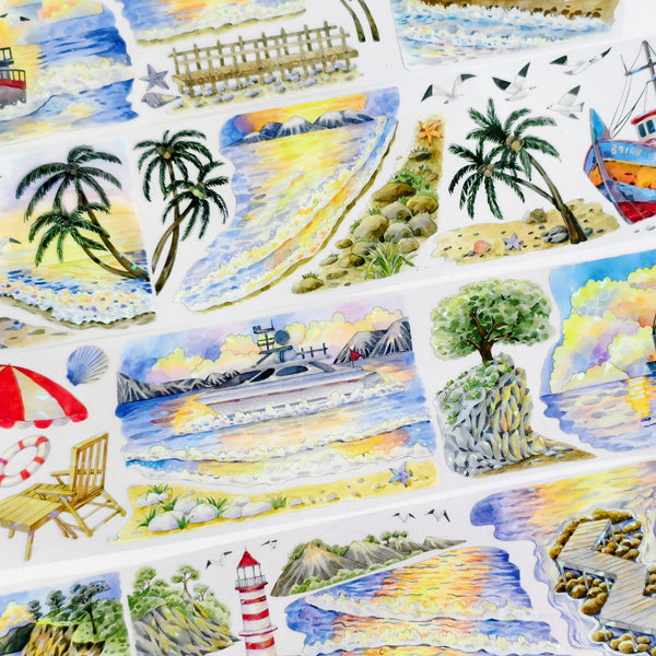 Ocean PET Tape Orange Sea Twilight Travel Scrapbook