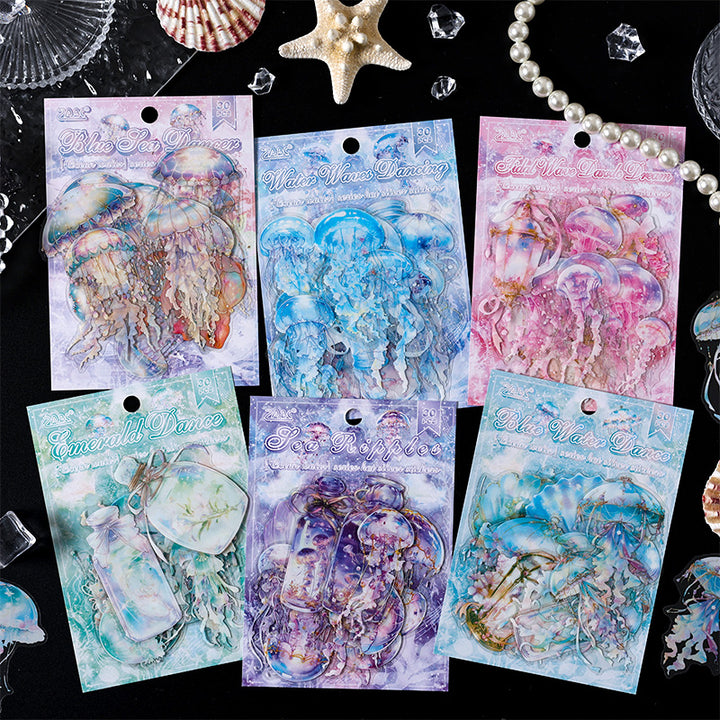 Ocean Waltz Series Aesthetic Jellyfish Stickers Scrapbook Decor