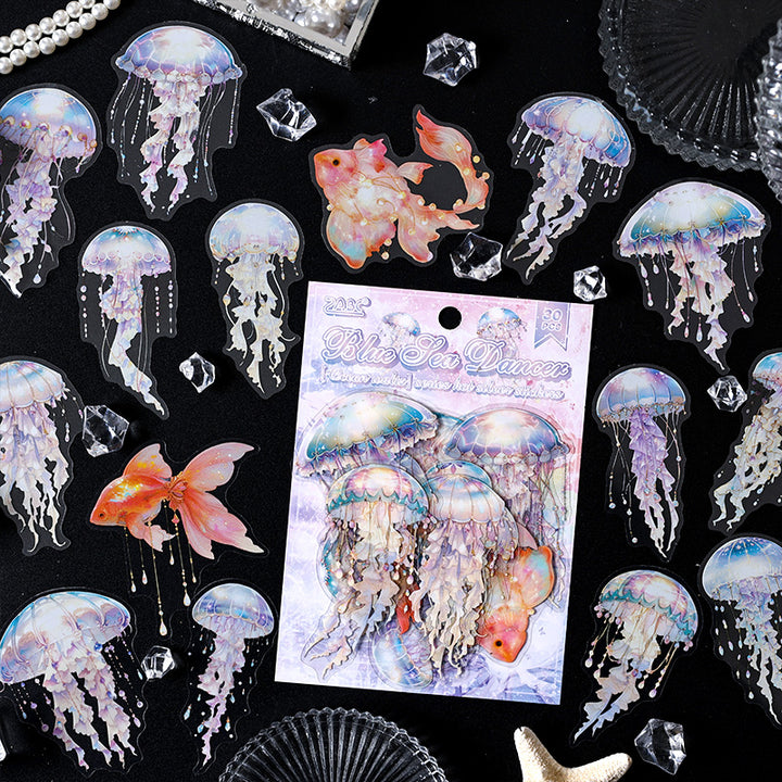 Ocean Waltz Series Sea Life Stickers Jellyfish Collage Pack