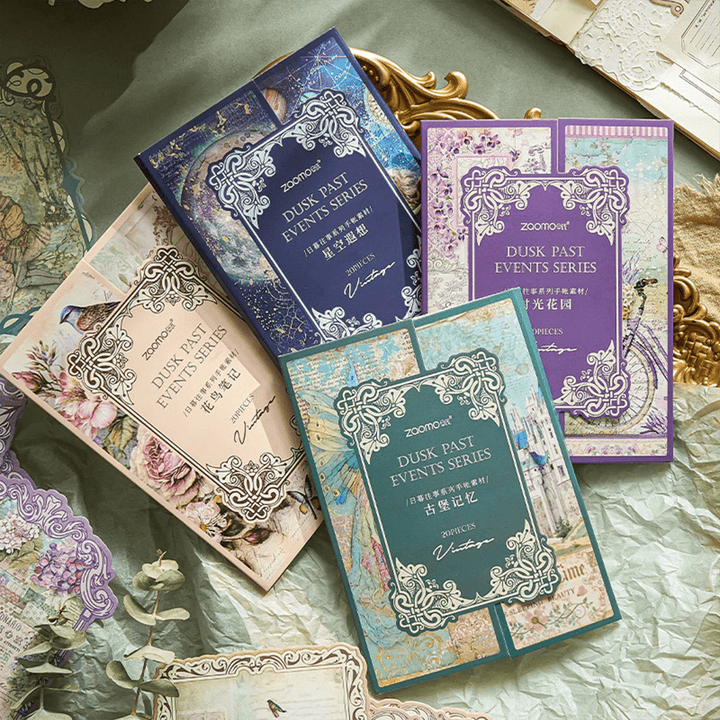 Once upon a time Retro Scrapbook Paper Nature Theme Collage Style