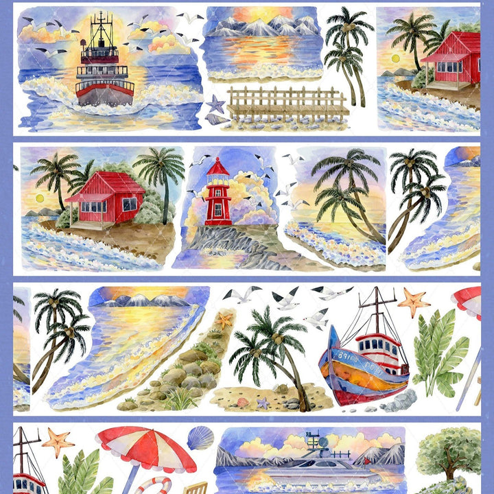 Orange Sea Twilight PET Tape Decorative Art Suitable For Custom Decoration