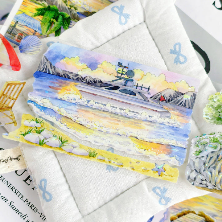 Orange Sea Twilight PET Tape Travel Diary