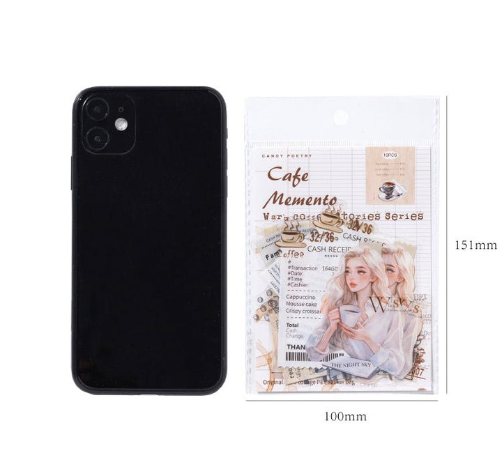 Artistic Girl With Coffee PET Stickers - Desk Cosmos