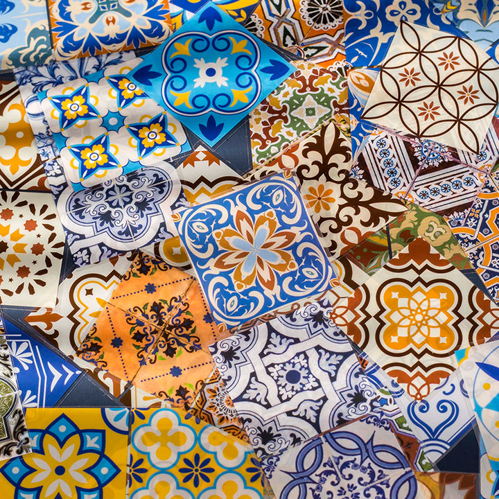 PET Classical Tiles Ethnic Stickers Background Texture