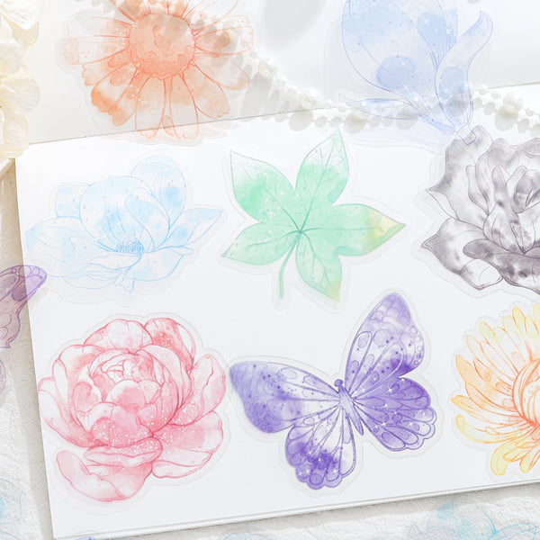 PET Floral Stickers Forest Mist Transparent Journal Kit