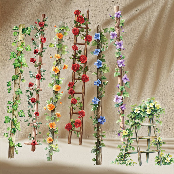 PET Sticker Flower Ladder Wall Surface Style