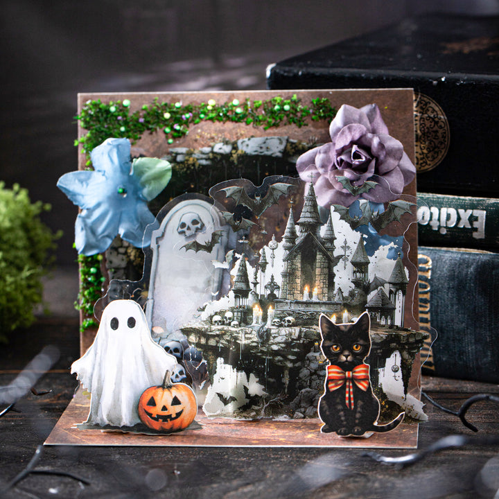 PET Stickers Abandoned City Gothic Scene Collage Decor