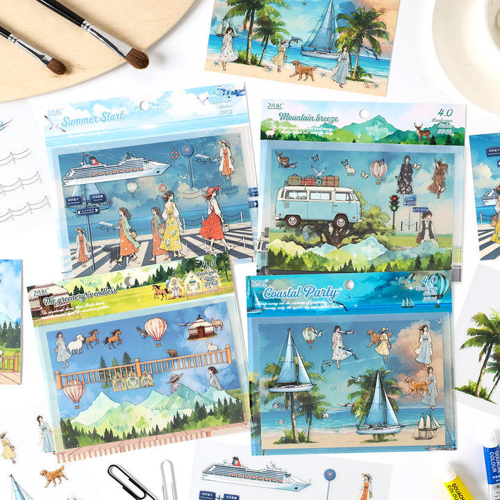 PET Stickers Long Holiday City Countryside Scenery