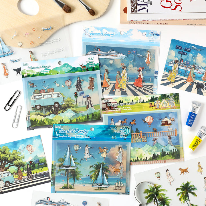 PET Stickers Long Holiday Creative Patterns Travel