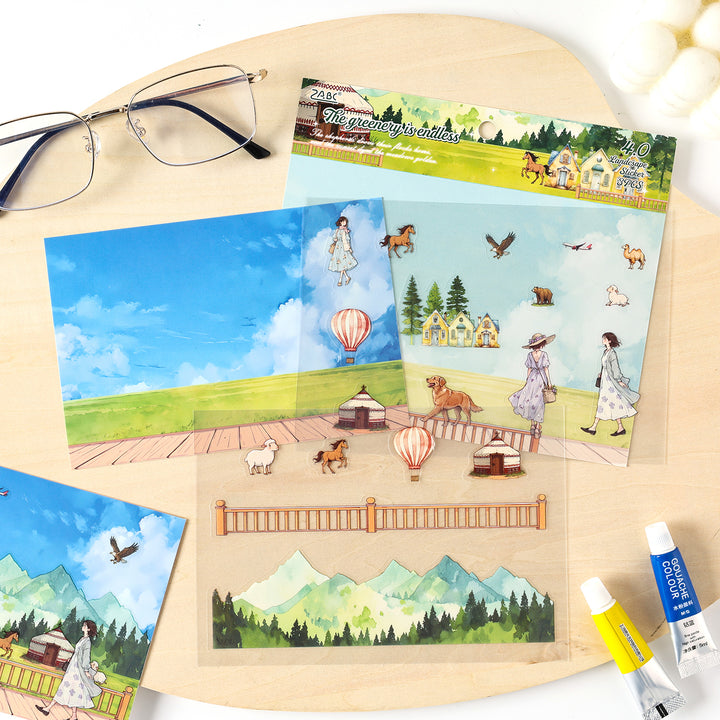 PET Stickers Long Holiday Nordic Style Travel Journal