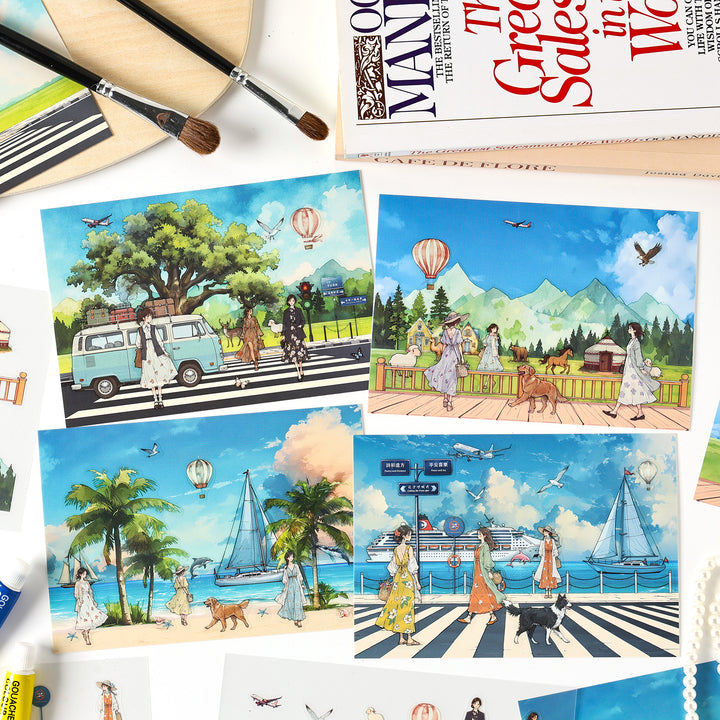 PET Stickers Long Holiday Ocean Theme Cute Stickers