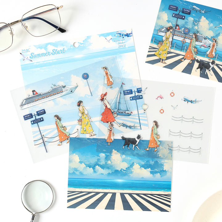 PET Stickers Long Holiday Ocean Travel Journal