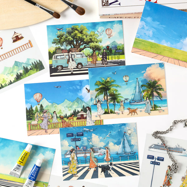 PET Stickers Long Holiday Travel Journal Creative Scenery