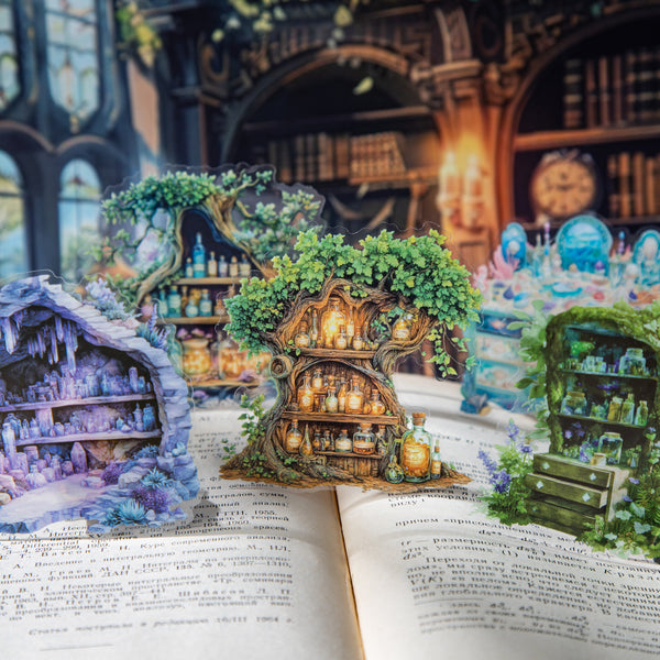 PET Stickers Magic Cabinet Fantasy Scenery magical symbols DIY pack