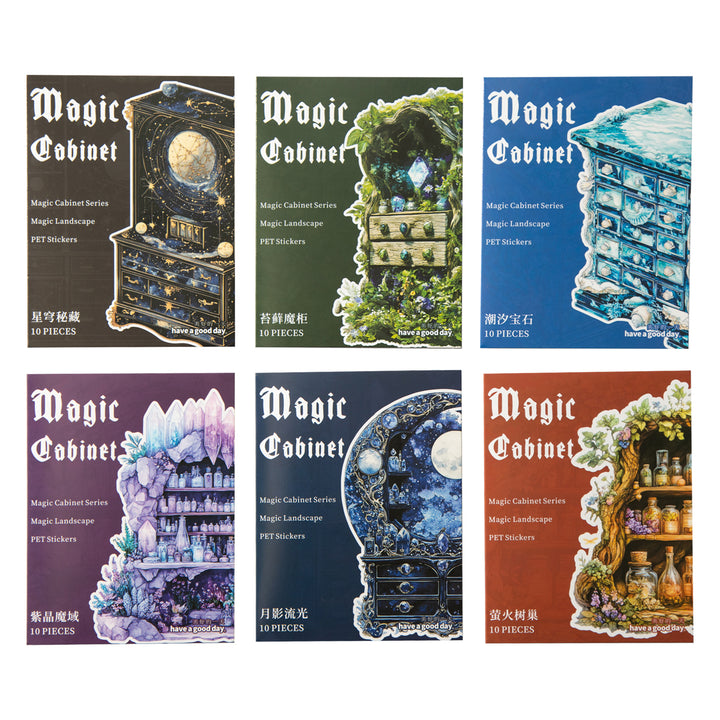PET Stickers Magic Cabinet Fantasy Scenery retro art sticker set