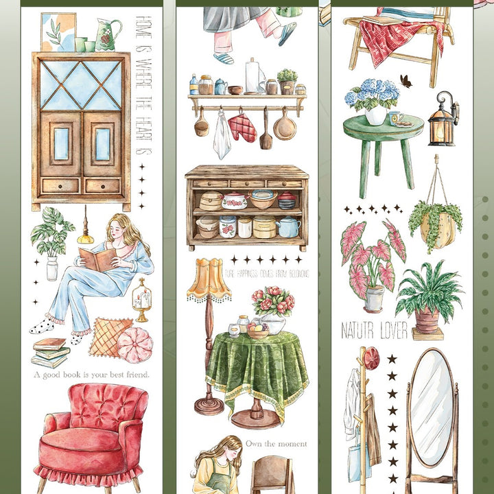 PET Stickers Tape Stay Home Diary for DIY Collage