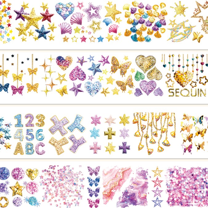 PET Tape Shiny Glitter Series Decorative Journal DIY Collage