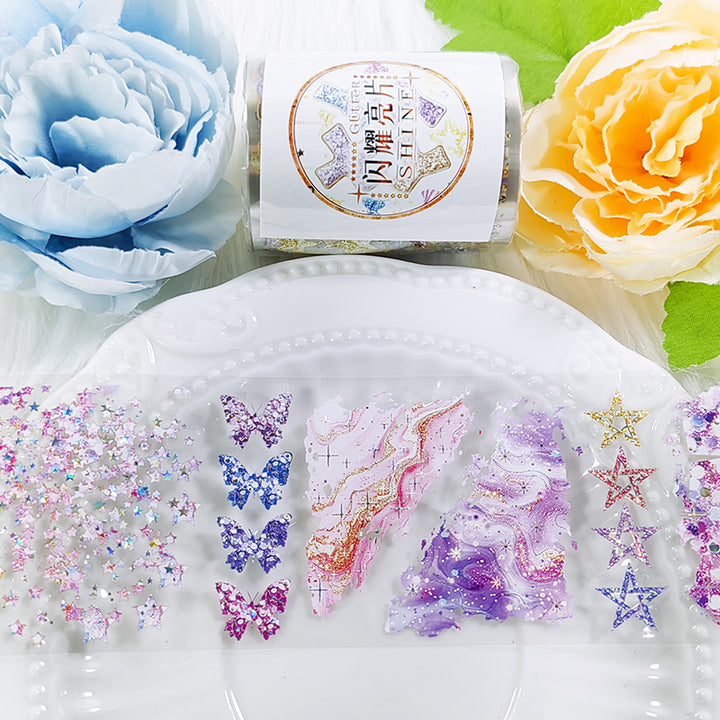 PET Tape Shiny Glitter Series Decorative Journal Scrapbook Journal