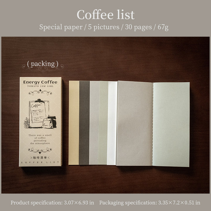 Paper cafe Coffee List Planner Embossed Journal Retro Coffee Culture