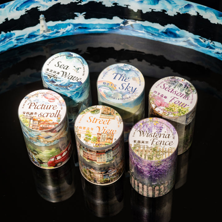 Parallel Scenery PET Tapes Artistic Decorative Scrapbooking Tape